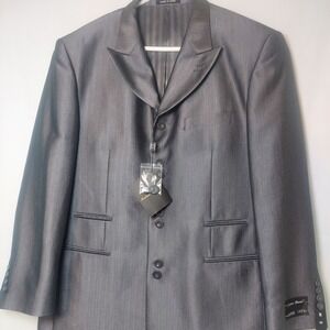 Fortino Landi Gray Herringbone Blazer Mens 42R Super 150s New with‎ Tags